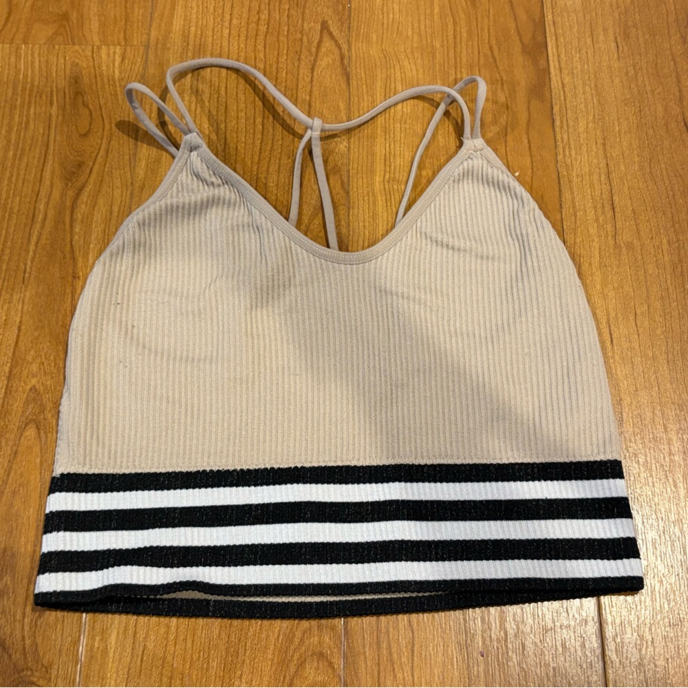 Striped Beige and Black Crop Top